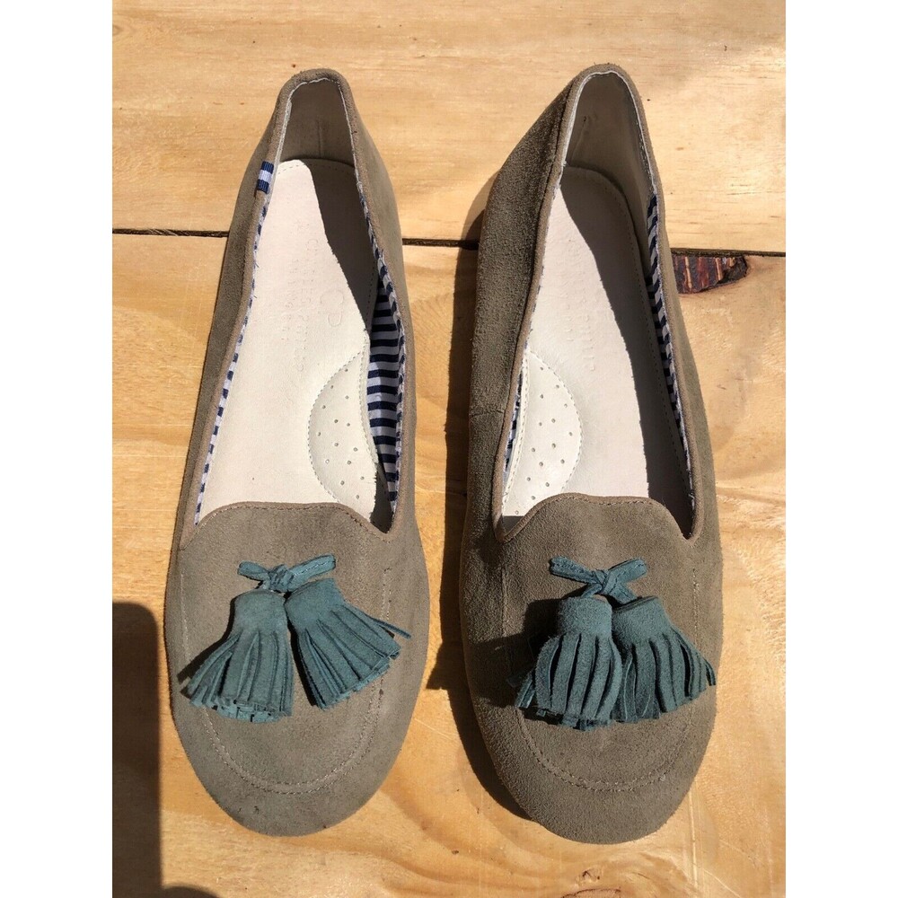 Charles Philip Women tassels Loafer  suede Shoes olive green Sz US 8